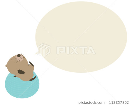 A beaver riding a balance ball. with speech bubble 112857802