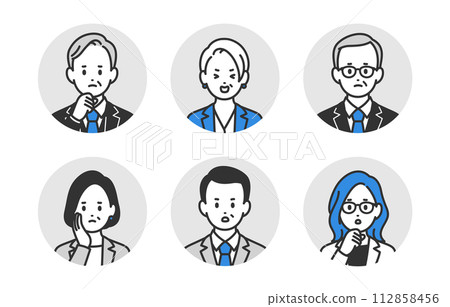 負經理/經理臉圖示集【人物向量圖素材】 112858456