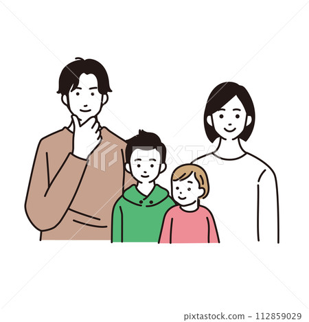 一家四口簡單插畫 112859029