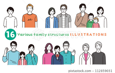 各種家庭結構的插圖集 112859031