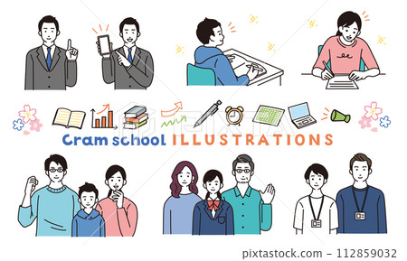 Cram school illustration set Cram school illustration set 112859032