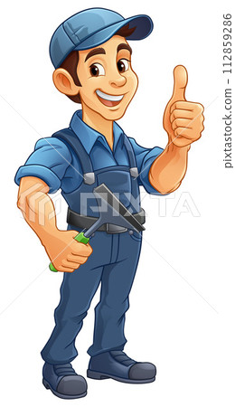 Window Cleaner Cartoon Car Wash Cleaning Man Window Cleaner Cartoon Car Wash Cleaning Man 112859286
