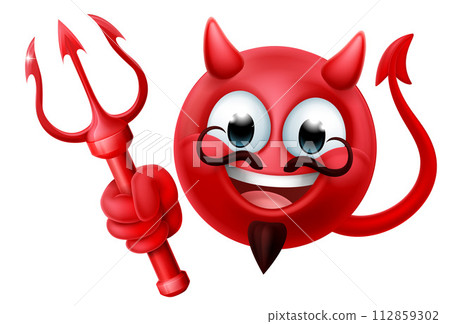 Devil Emoji Emoticon Man Face Cartoon Icon Mascot 112859302