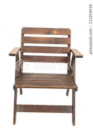 Folding wooden Polish chair from the 1970s and 1980s, front view. 112859410