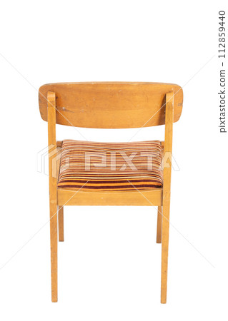 Polish original wooden chair from the 70s and 80s, rear view. Polish original wooden chair from the 70s and 80s, rear view. 112859440