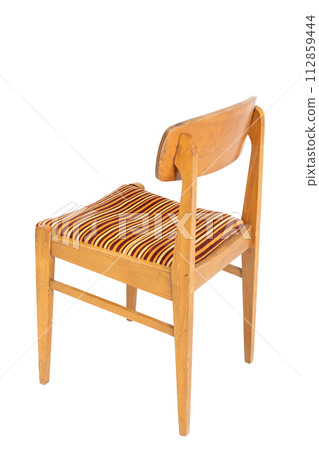 Polish original wooden chair from the 70's and 80's. Back angle view. 112859444