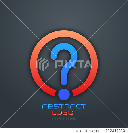 The question mark logo. A logo template for a business card, corporate design, recognizable element of a brand or corporation. The idea of thematic creativity 112859620
