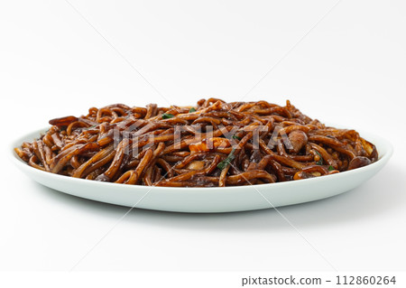 Platter Jjajangmyeon on a white background 112860264