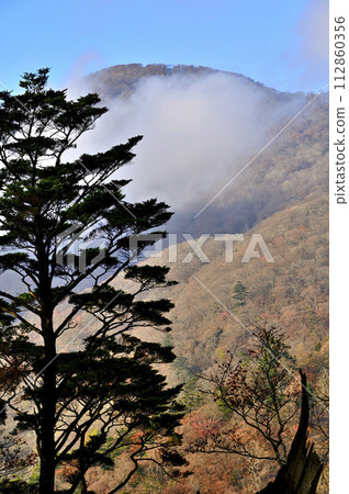 秋天的丹澤山脈，從本間香頭東南山脊眺望清澈的丹澤山 112860356