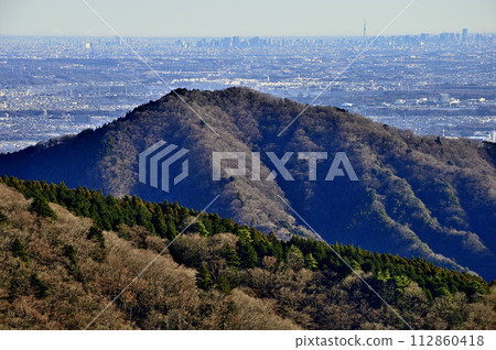 Nonotsume in Tanzawa: Mt. Kegon in the Soshu Alps and Tokyo Skytree in the distance seen from Nabearashi East Ridge Nonotsume in Tanzawa: Mt. Kegon in the Soshu Alps and Tokyo Skytree in the distance seen from Nabearashi East Ridge 112860418