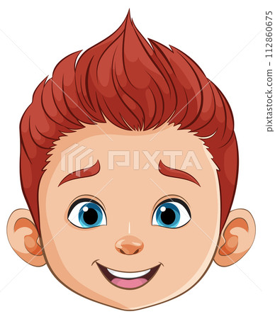Cheerful Boy with Red Spiky Hair 112860675