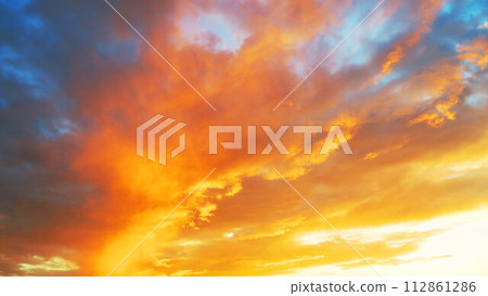Beautiful orange sunset scenery in January Beautiful orange sunset scenery in January 112861286