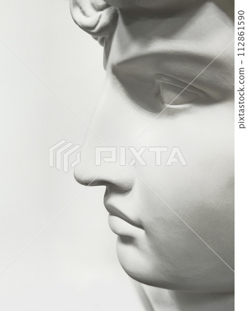 Gypsum profile Antinous. Nose, mouth, eye on a light gray 112861590