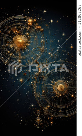 Astrology background with zodiac signs. Zodiacal calendar. Astrology background with zodiac signs. Zodiacal calendar. 112862265