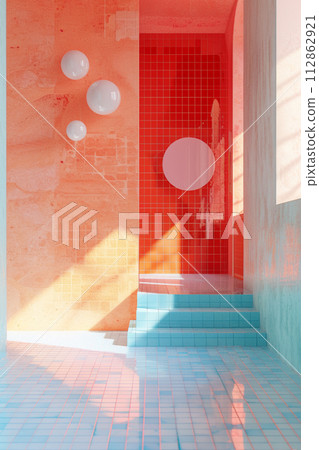 colorful tiled room background material colorful tiled room background material 112862921