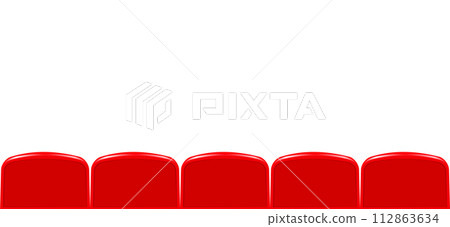 Movie theater hall with seat rows for audience and cinema projector. Vector Movie theater hall with seat rows for audience and cinema projector. Vector 112863634