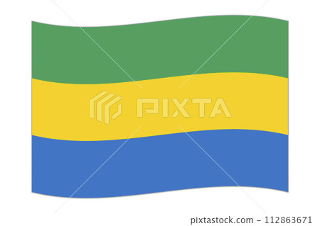 Waving flag of the country Gabon. Vector illustration. 112863671