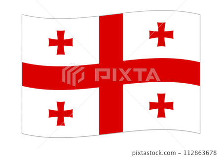 Waving flag of the country Georgia. Vector illustration. 112863678