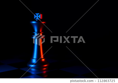 Golden Chess King standing alone on the chessboard Golden Chess King standing alone on the chessboard 112863725