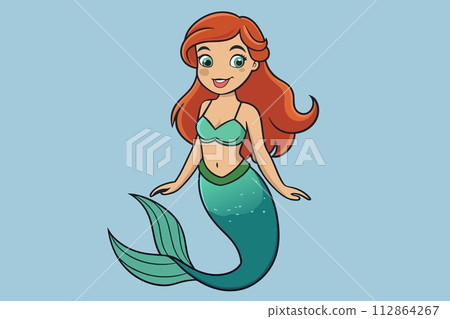 a mermaid girl, vector illustration a mermaid girl, vector illustration 112864267