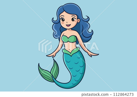 a mermaid girl, vector illustration a mermaid girl, vector illustration 112864273