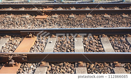 Landscape with a railway (rails and ballast) 112866085