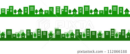 Cityscape line material set green 112866188
