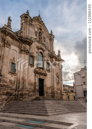 Facade of church Saint Francis of Assisi in downtown Matera, Italy 112866430