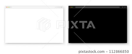 A set of browser window in white and black on a white background. 112866850