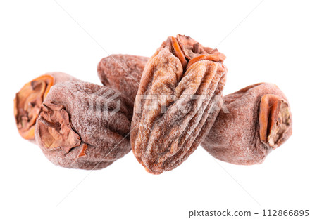 Dried persimmon isolated on white background. Dried fruit snack. 112866895