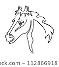 Horse head line art vector illustration 112866918