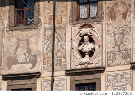 Rich ornate facade of the Palazzo della Carovana in the center of Pisa 112867360