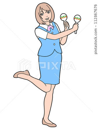 6-1 Office lady dancing with maracas 112867676