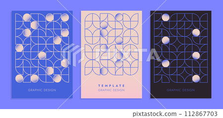 Set of Abstract Geometric Templates, Abstract geometric shapes, soft gradient. Vector Illustration Set of Abstract Geometric Templates, Abstract geometric shapes, soft gradient. Vector Illustration 112867703