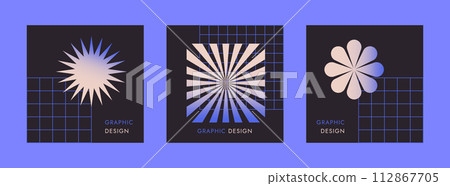 Abstract Geometric Cards, Trendy Geometric Elements Dark Background, Modern Card Templates, Vector illustration Abstract Geometric Cards, Trendy Geometric Elements Dark Background, Modern Card Templates, Vector illustration 112867705
