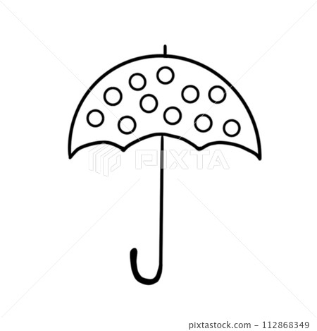 Simple line drawing polka dot umbrella illustration Simple line drawing polka dot umbrella illustration 112868349