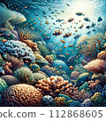 珊瑚和藍色的大海 112868605