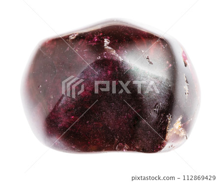 tumbled rhodolite pyrope crystal isolated on white 112869429