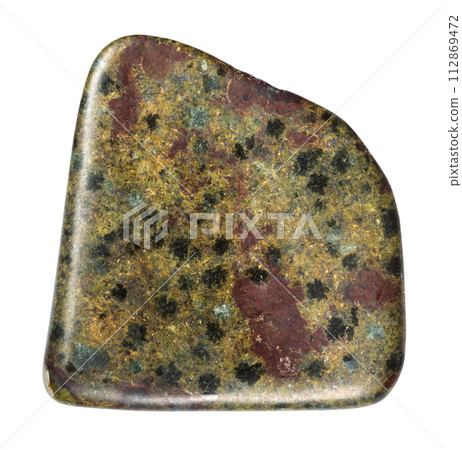 polished epidosite mineral isolated on white polished epidosite mineral isolated on white 112869472