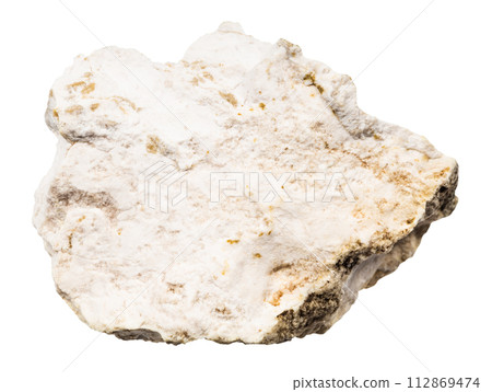 unpolished albite rock isolated on white 112869474