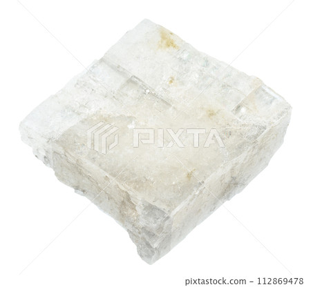 raw colorless calcite mineral isolated on white raw colorless calcite mineral isolated on white 112869478