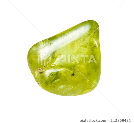 polished peridot crystal isolated on white polished peridot crystal isolated on white 112869485