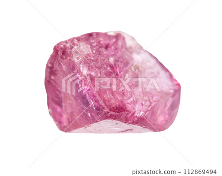uncut pink spinel crystal isolated on white 112869494