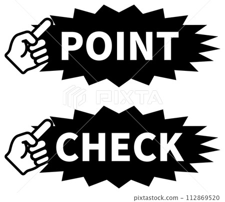 "POINT" and "CHECK" icons black "POINT" and "CHECK" icons black 112869520