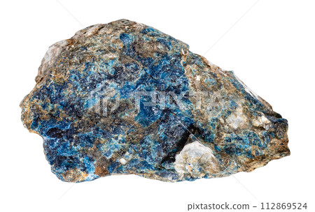 unpolished lazulite mineral isolated on white 112869524