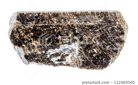 unpolished dravite tourmaline crystal isolated 112869560