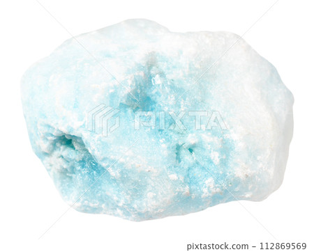unpolished blue aragonite mineral isolated unpolished blue aragonite mineral isolated 112869569