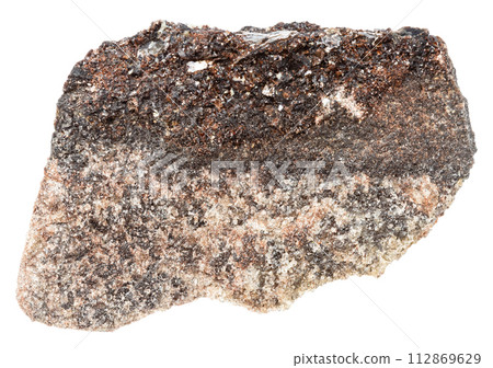 unpolished phlogopite mineral isolated on white unpolished phlogopite mineral isolated on white 112869629