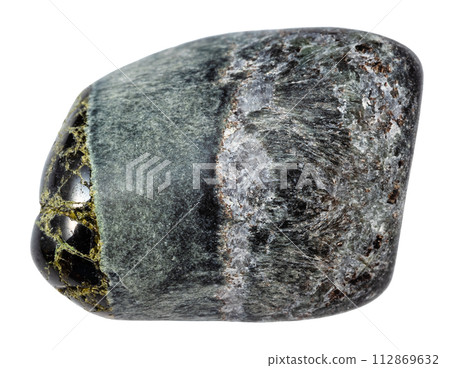 tumbled richterite and diopside mineral isolated 112869632