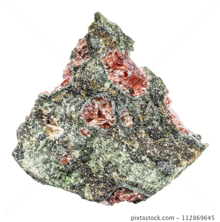 pyrope garnets in raw rock isolated on white pyrope garnets in raw rock isolated on white 112869645